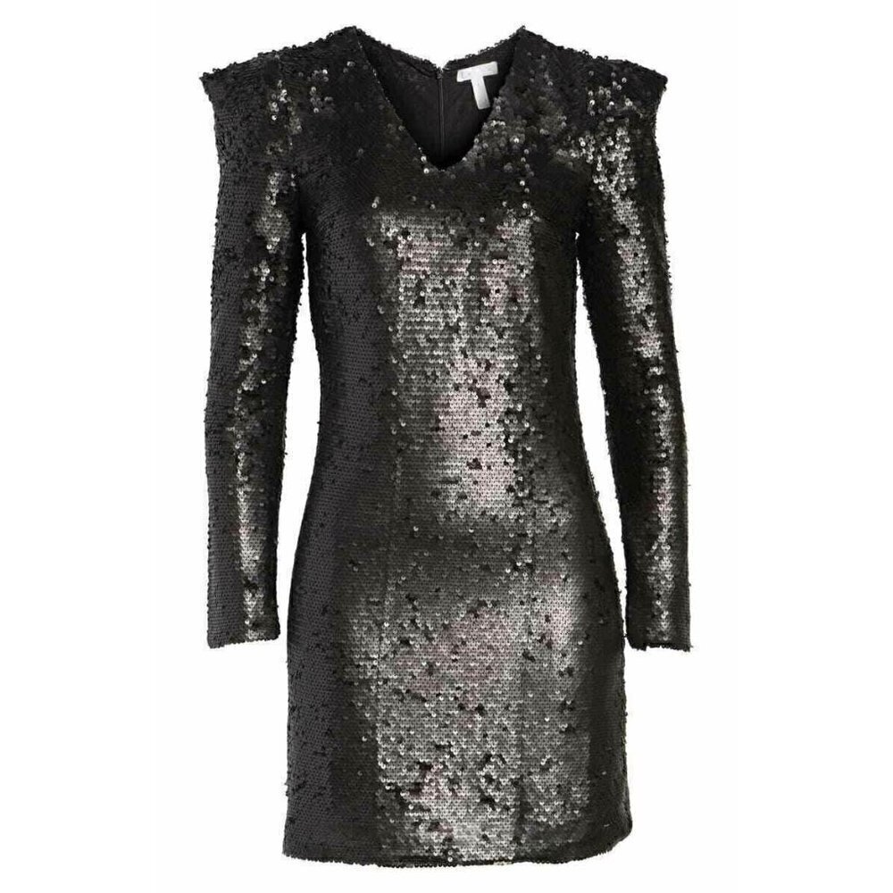 Leith Womens Black Sequin V Neck Sheath Mini Dress - Picture 5 of 6